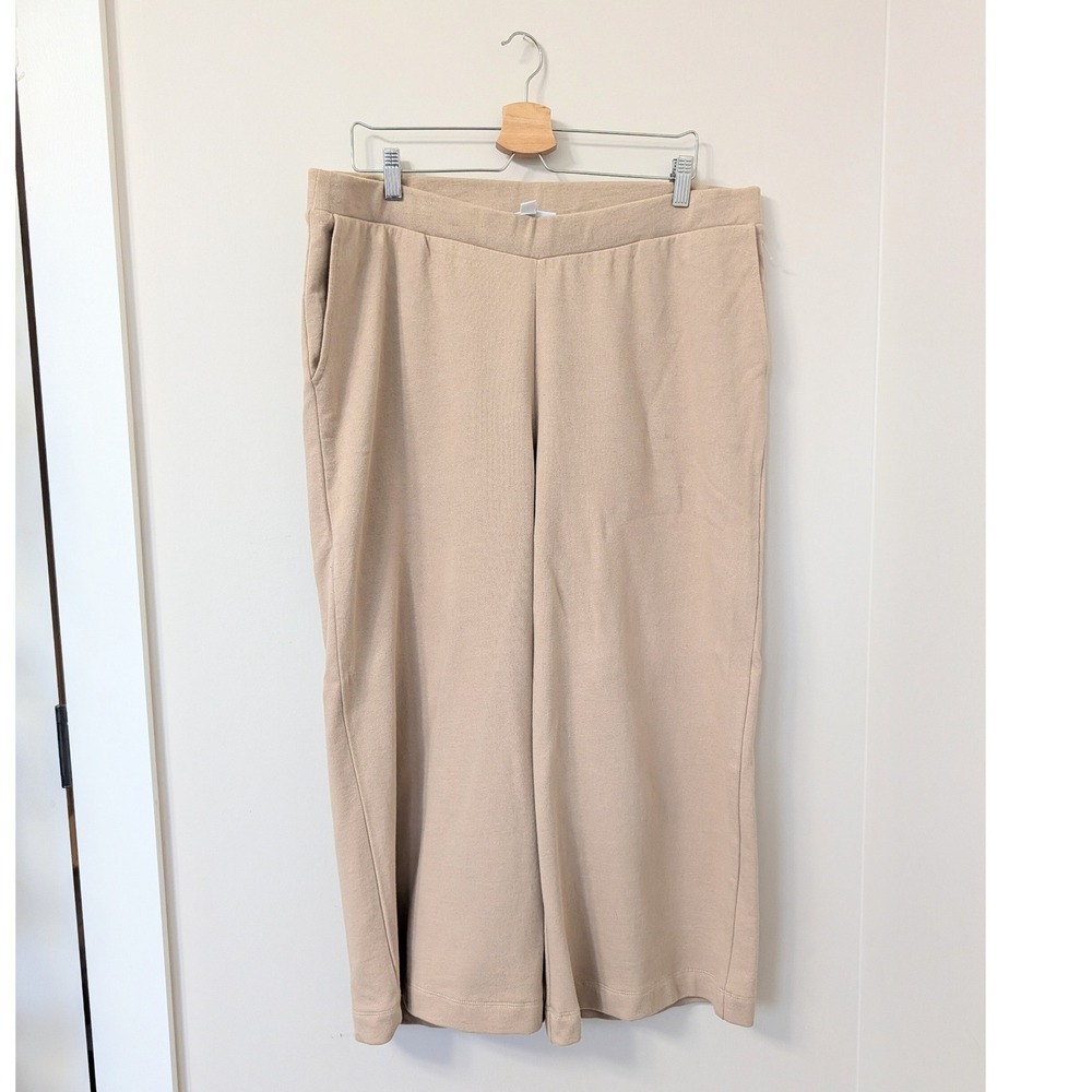 Pure Jill J. Jill Tan Beige Organic Cotton Wide Leg Crop Pants KPT239661 L